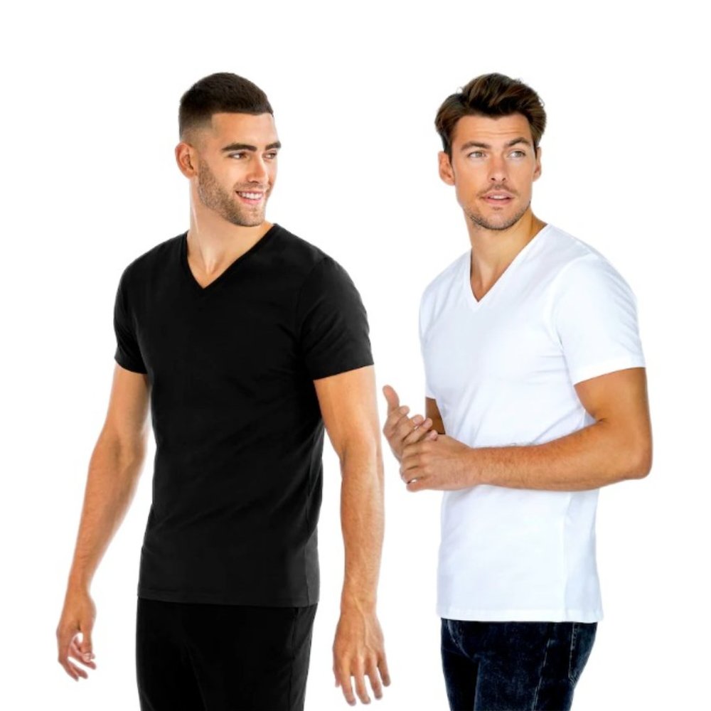 Bread & Boxers Classic V-Neck T-Shirt (Set of Black & White)